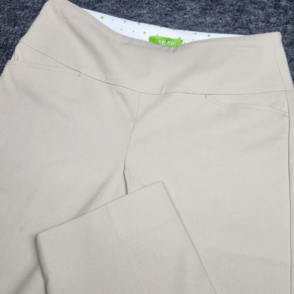 Swing Control Womens Classic Pull On Khaki Cropped Stretch Golf‎ Pants Golfing 6